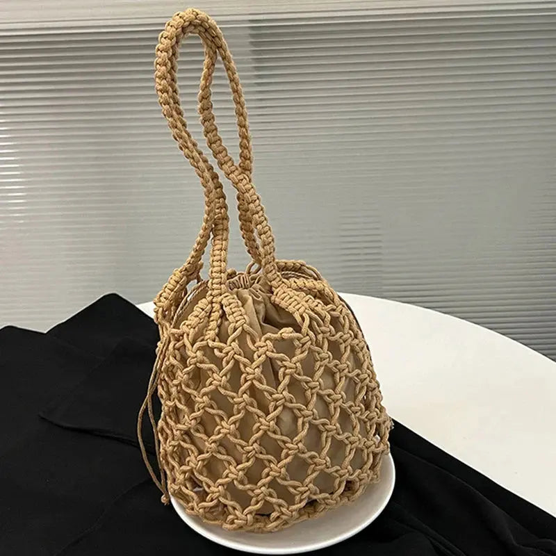 Accessories Sexikinis Swim Mesh Rope Bag Women's Everyday Shoulder Bucket Bag - Stylish & Lightweight