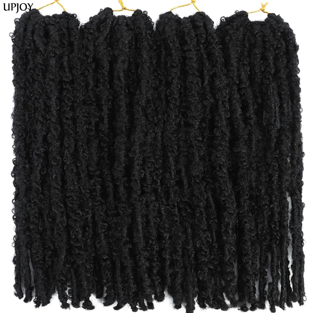 14 12 inch Butterfly Faux Locs Crochet Hair Braids Pre looped Distressed Goddess Butterfly Soft Locs Crochets Braids Cheveux Lok