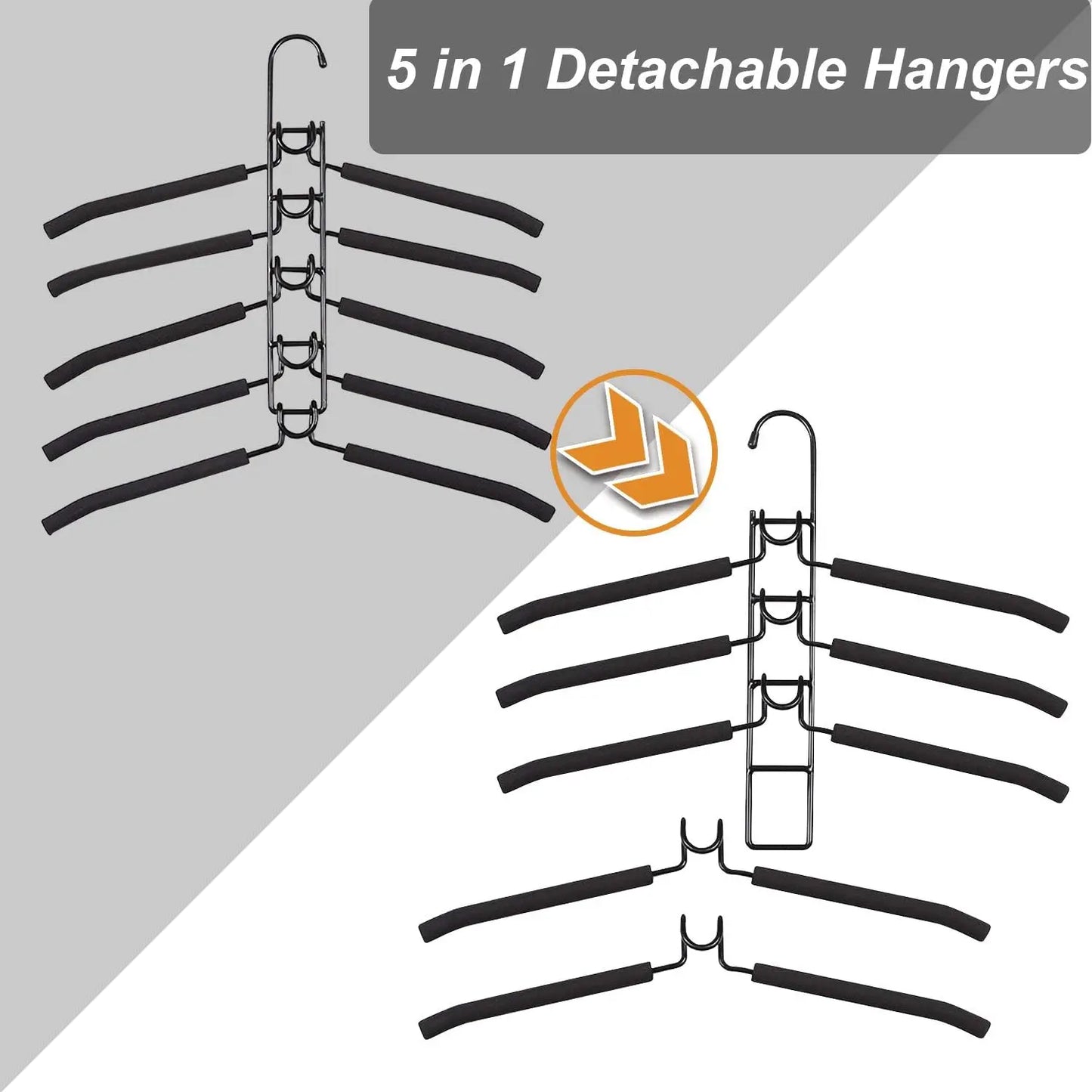 5pcs Multi-Tier Hanging Closet Hanger with Hooks Space-Saving Organizer for Closet Coats Shirts Dresses Jackets Hanging Storage
