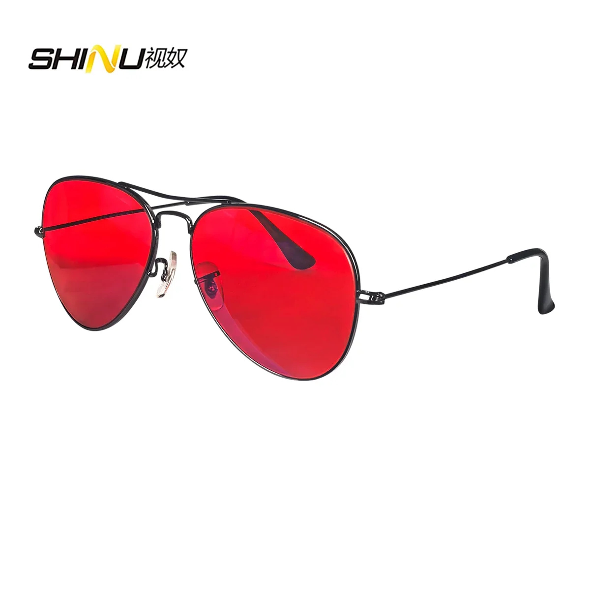 SHINU Anti Blue Light Lenses Glasses Men Orange Lens Glasses Blue Light Filter Better Sleep Rest Glasses Metal Frame Eyewear