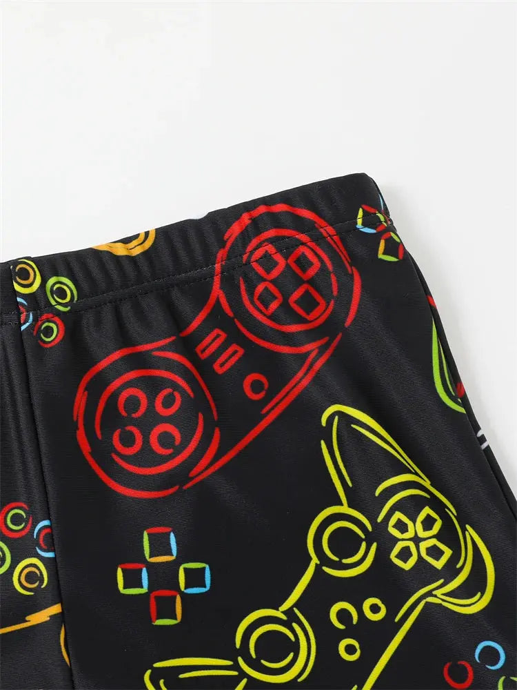 Boys' Short Sleeve Swimwear with Cool Graffiti