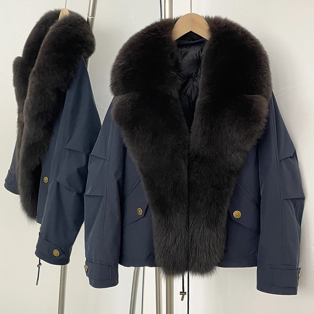 Down Jacket Women Real Fox Fur Collar Autumn 2025 Winter White Duck Down Coat Warm Puffer Jacket Female Waterproof  Feathers