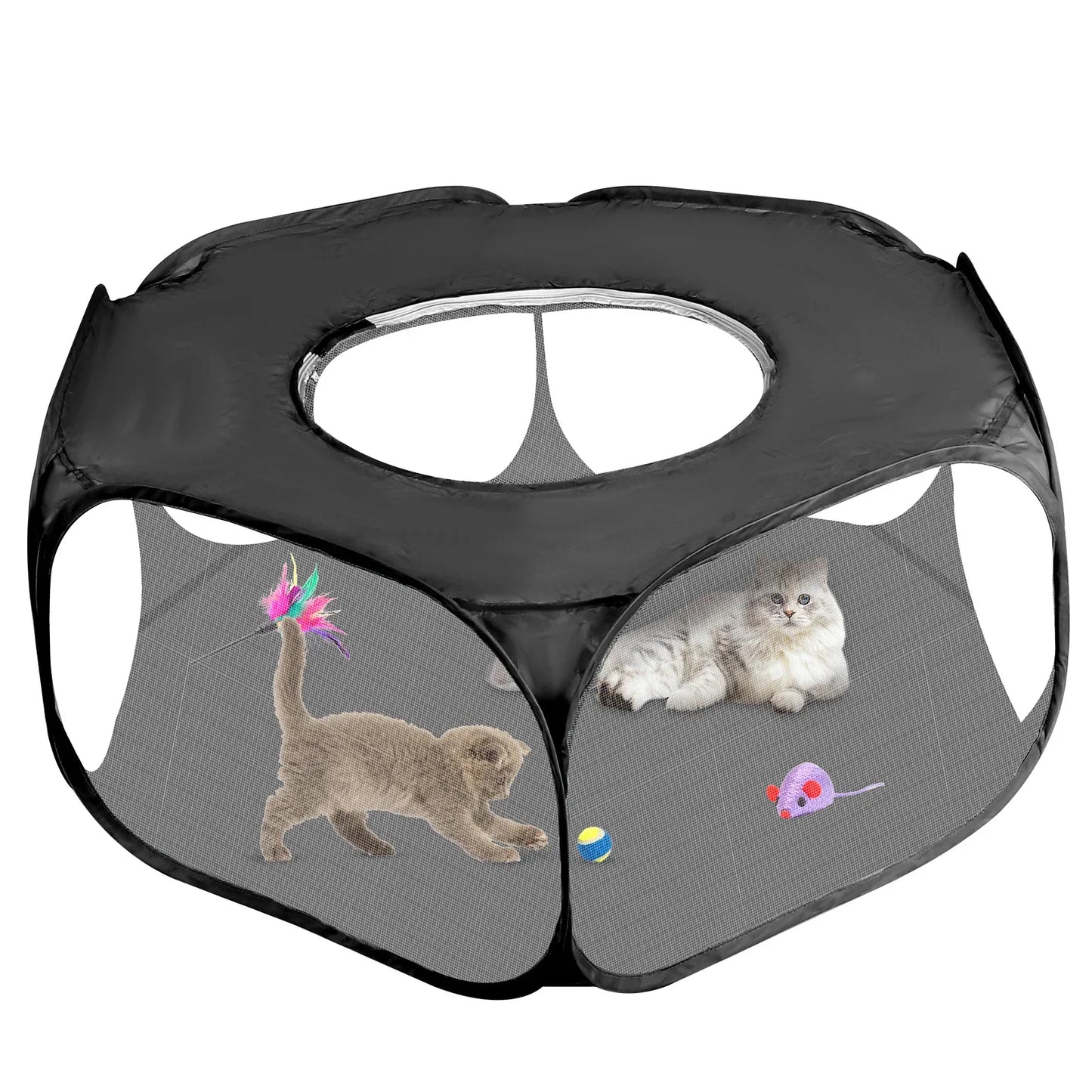 1pc Foldable Portable Pet Fence with Cover - Breathable Outdoor Playpen Suitable for Small Animals