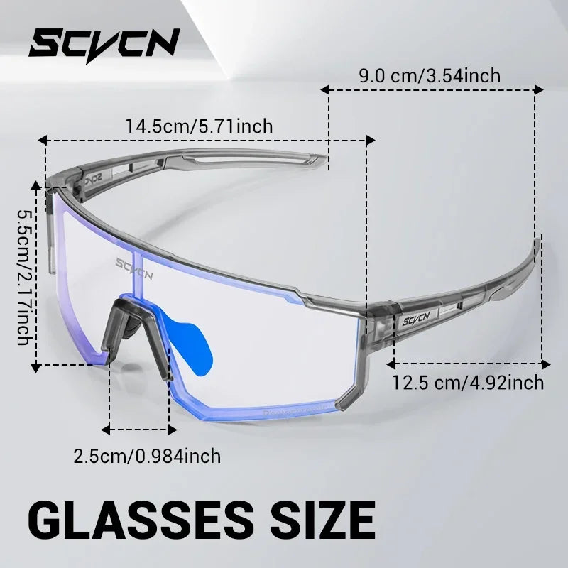 SCVCN Photochromic Cycling Glasses Night Riding Glasses Outdoor Sport Travel Sunglasses Men Women MTB Bike Golf Driving Eyewear