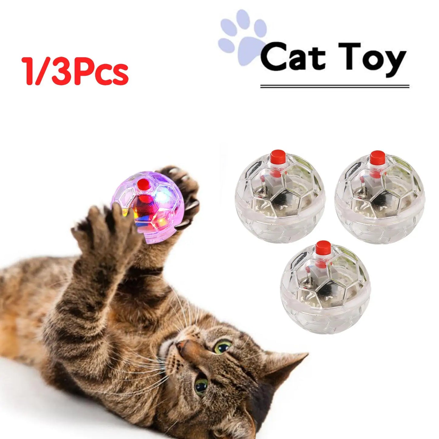 1/3pcs Cat Motion Light Up Interactive Flash Ball Flash Paranormal