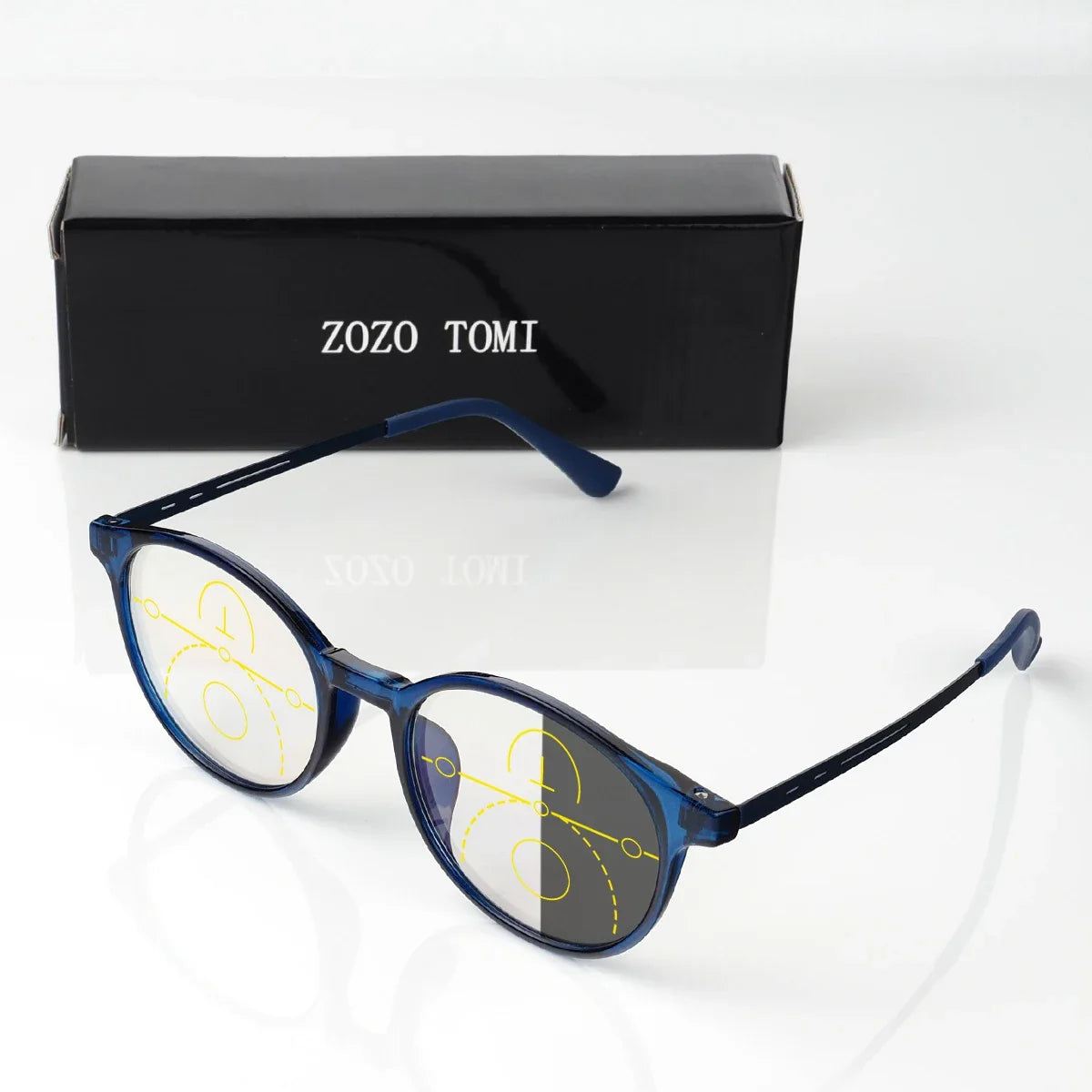 Men Women Progressive Multifocal Reading Glasses Round Design Titanium Alloy Luxury Brand Designer Clear Lens Comfortable Wear
