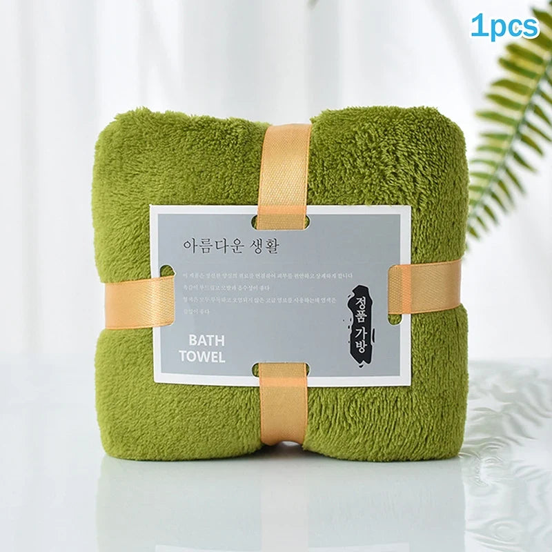 Hot 1/5PCS Bath Towels Set Super Soft Highly Absorbent Quick-drying Coral Velvet Bath Towel For Adults Hotel & Spa Use