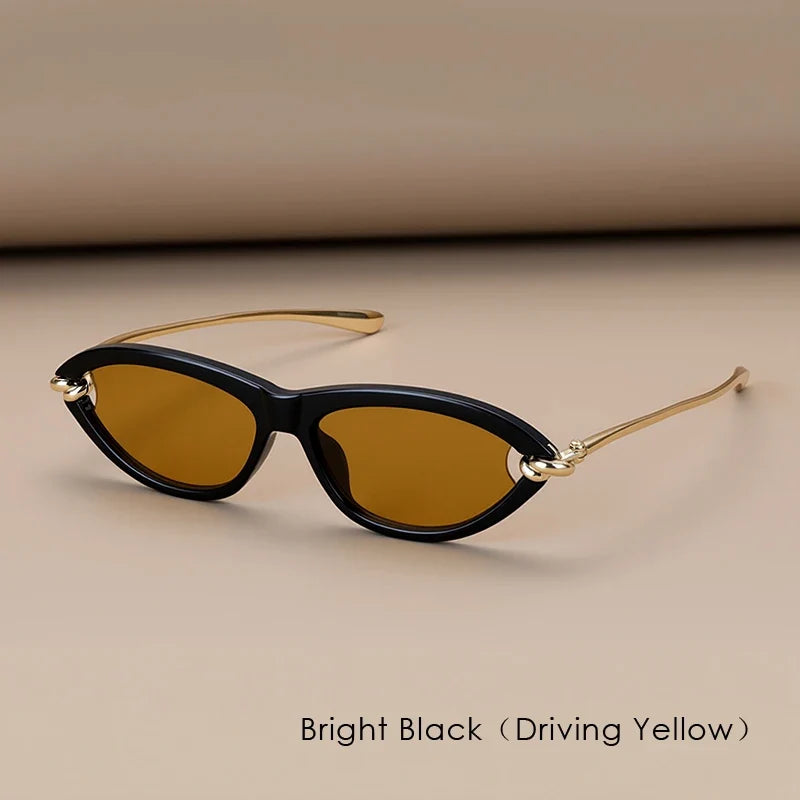 Trendy Luxury Brands Women's Cat Eye Tortoiseshell Sunglasses UV400 Oval Glasses For Woman Fashion Designer Classical Glasses