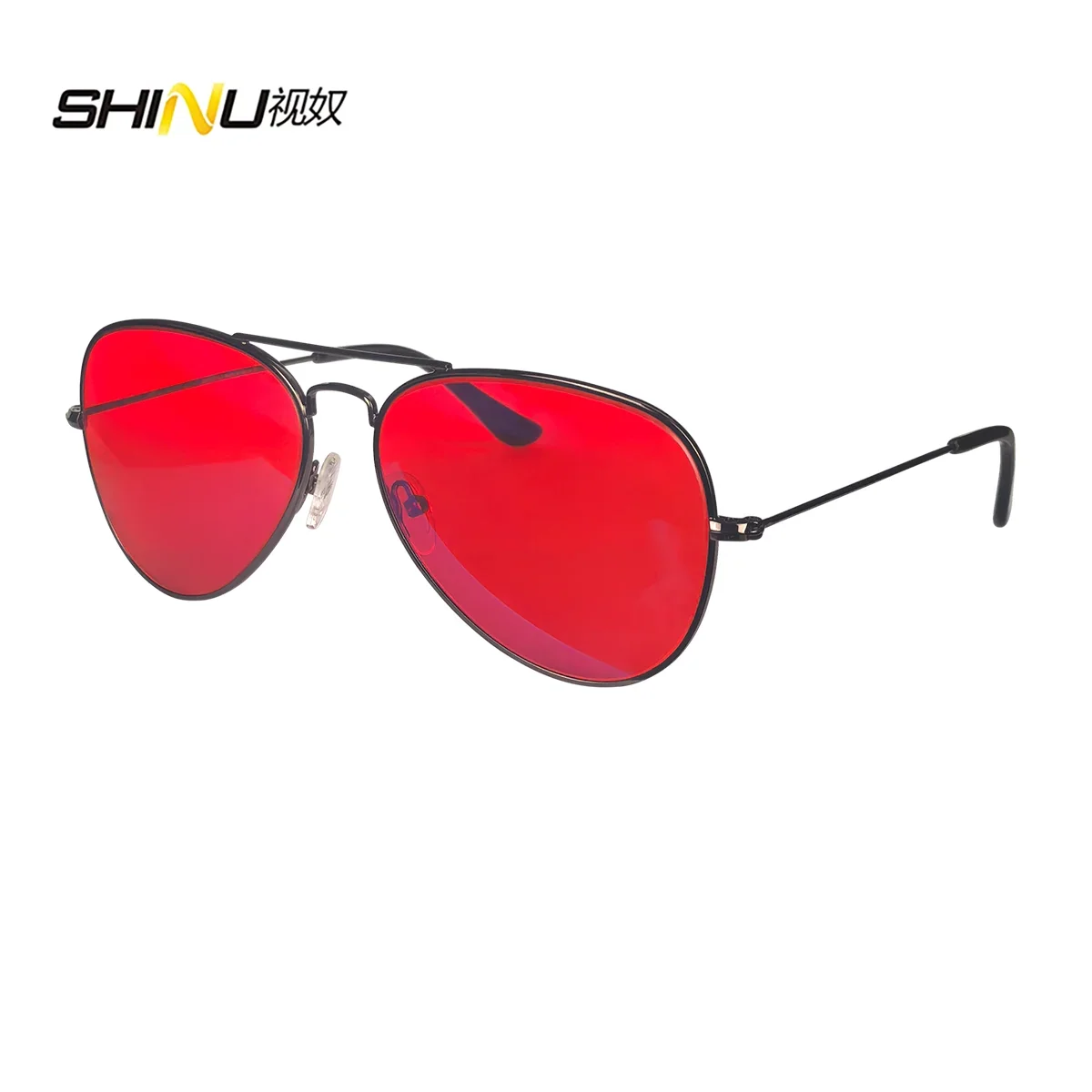 SHINU Anti Blue Light Lenses Glasses Men Orange Lens Glasses Blue Light Filter Better Sleep Rest Glasses Metal Frame Eyewear