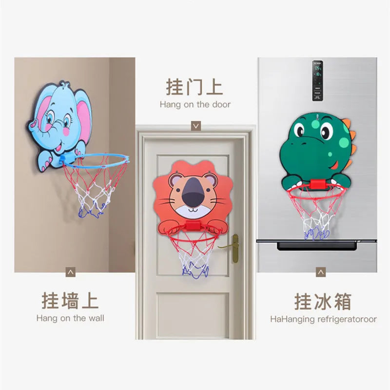 Kids Adjustable Basketball Stands Cartoon Animals Shape Shooting Basket Indoor Outdoor Sports Games Basketball Hoop