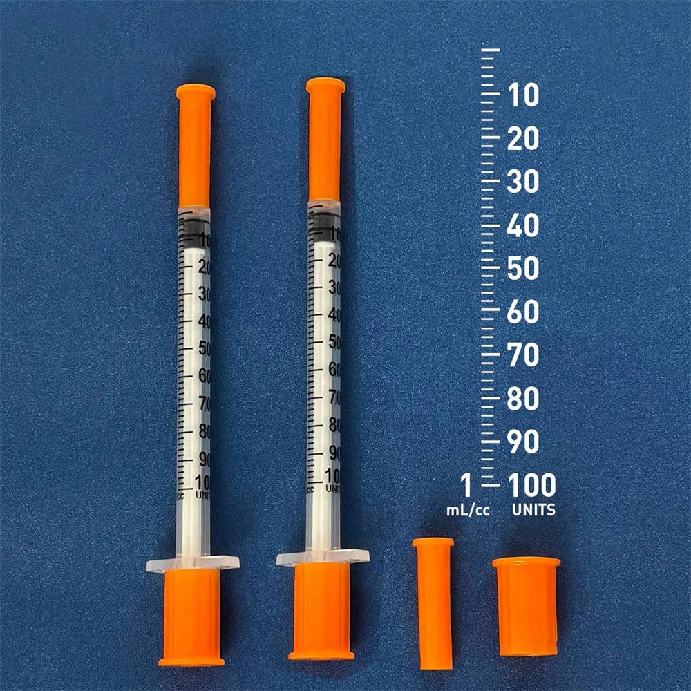 100pcs 1ml Sterile Insulin Syringe, Individually Wrapped Plastic