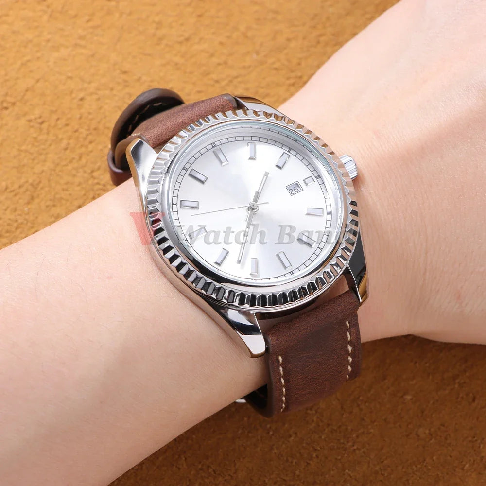 Garmin 14/18/20/22/24mm Quick Release Vintage Stitched Leather Band