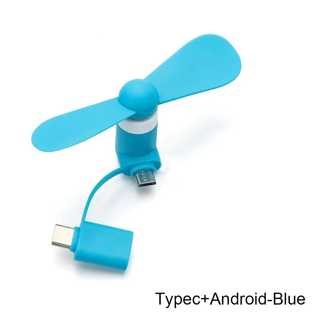 Mini USB Fan Flexible Cooling hand Fan portable Fans Summer Cool laptop Desktop Cell Phone Cooler 2 in 1 Micro USB Type-C plug