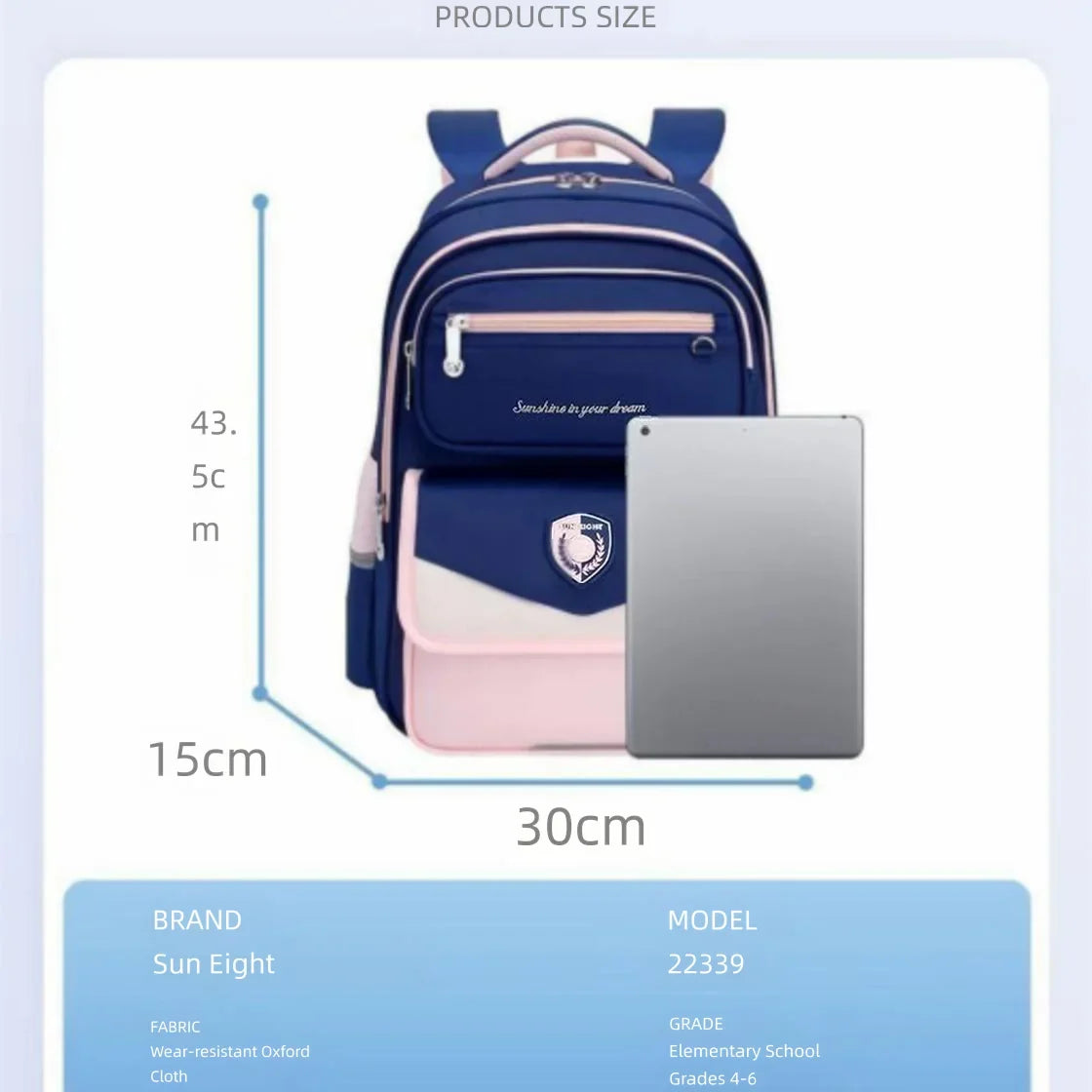 Sun Eight Orthopedic School Bag Grade 3-6 Primary Student Shoulder Backpack Large Capacity Light Water Proof Mochilas Escloares