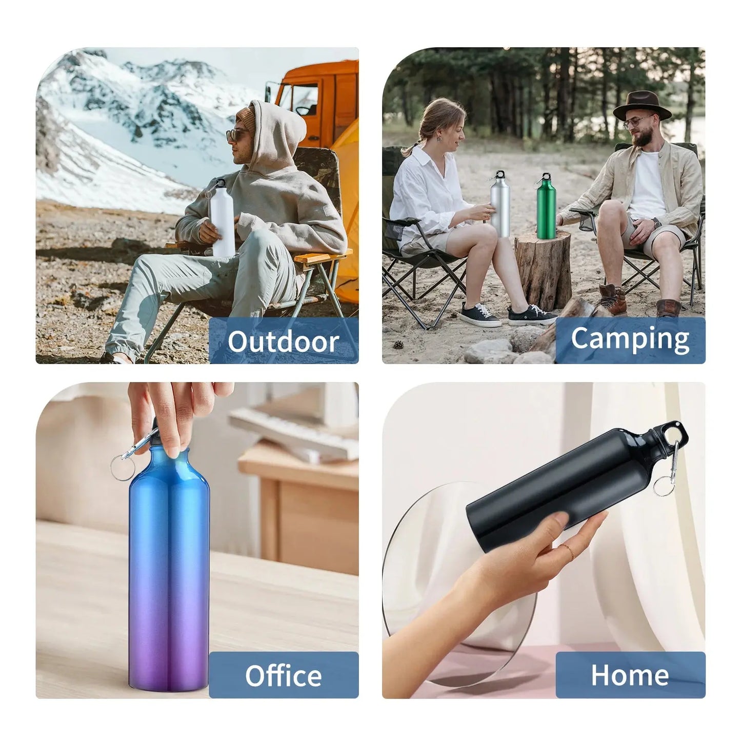 750mL Aluminum Water Bottle Reusable Leakproof