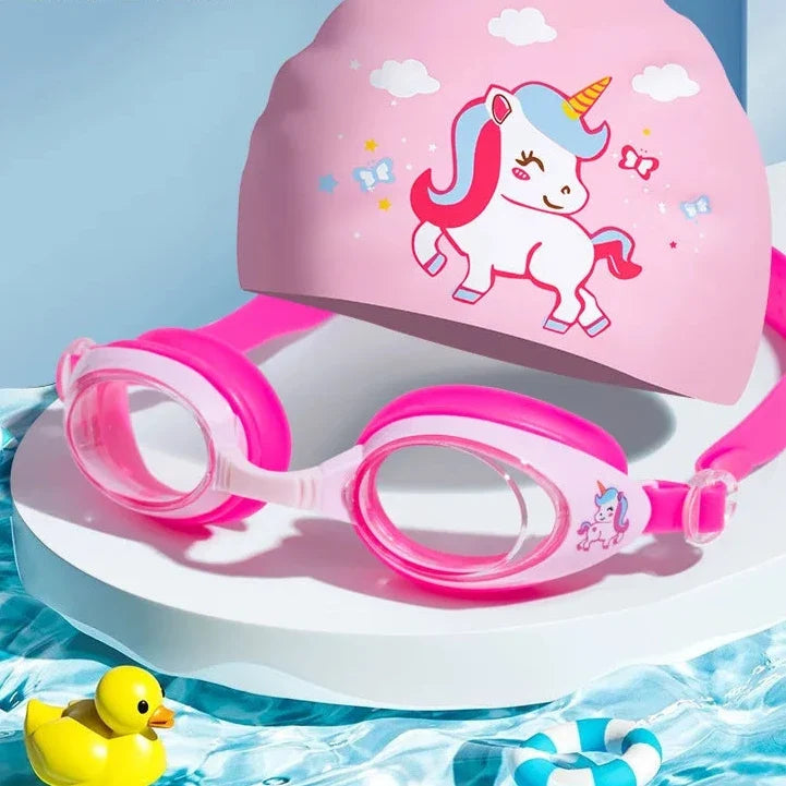 Waterproof Anti Fog Kids Swim Goggles and Cap