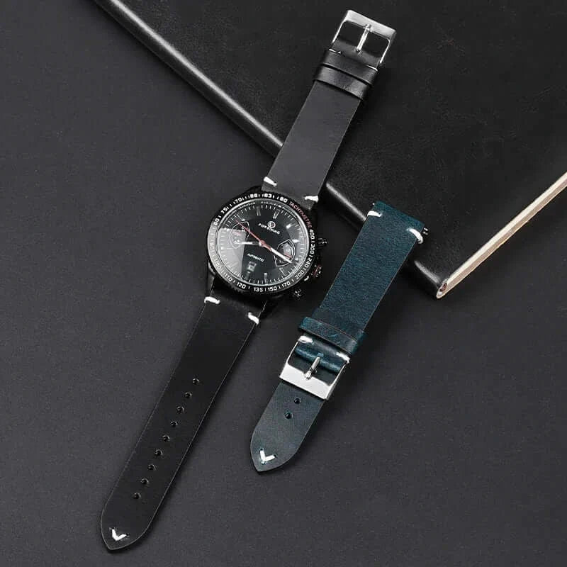 Amazfit Balance, GTR, GTS & Bip Waxed Leather Band, Accent Stitches