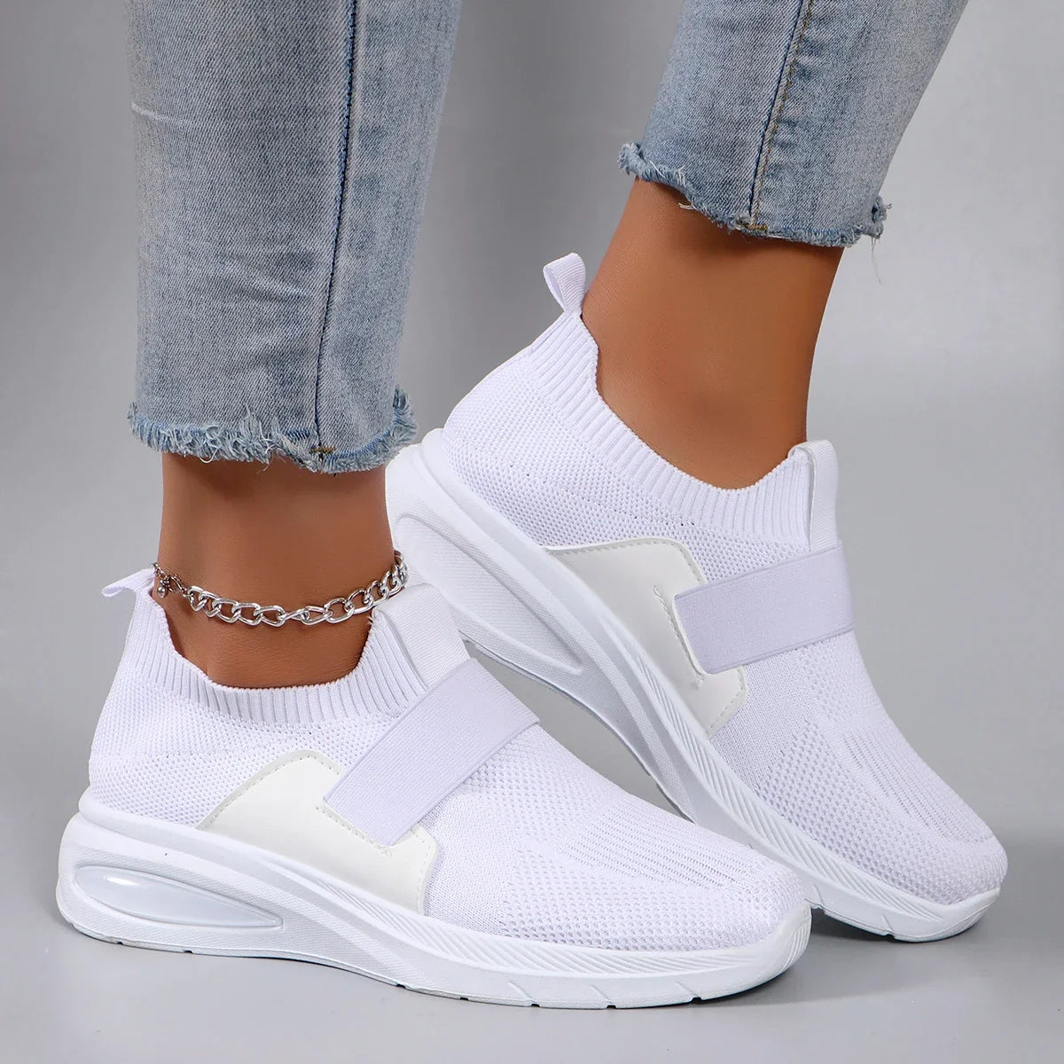 Spring new women's sports shoes, fashionable, breathable, lightweight, non-slip, wear-resistant, casual sports shoes, flat shoes