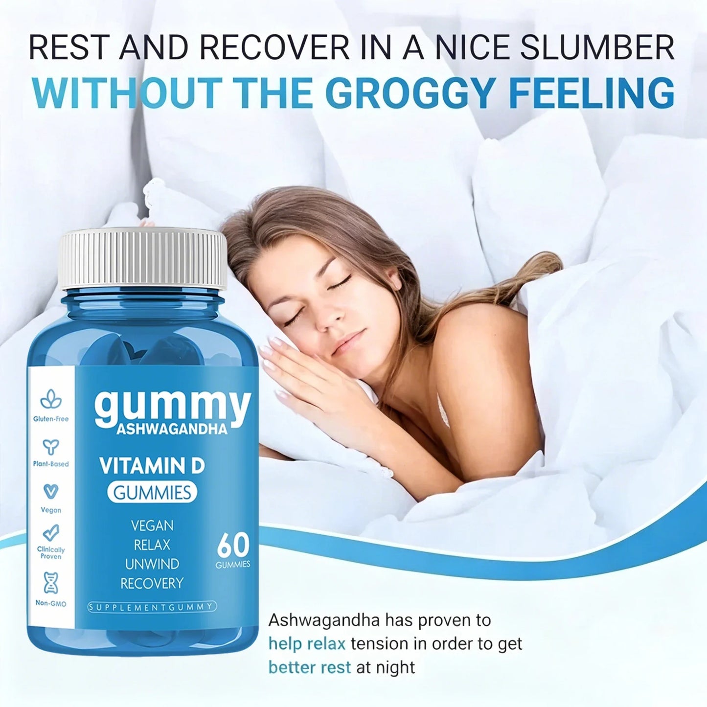 Ashwagandha Vitamin Gummies Stress Relief Sleep Support Concentration
