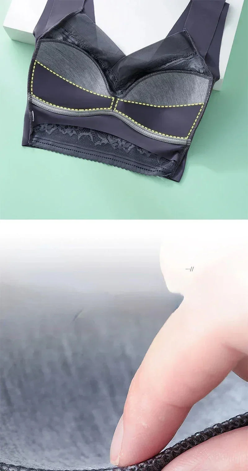 L-6L Mujeres Sujetador Grande Push Up Seda de Hielo Sin Costuras Sujetador Bralette Encaje Sin Aros Sujetadores de Verano Talla Grande Lencería Ropa Interior 15019