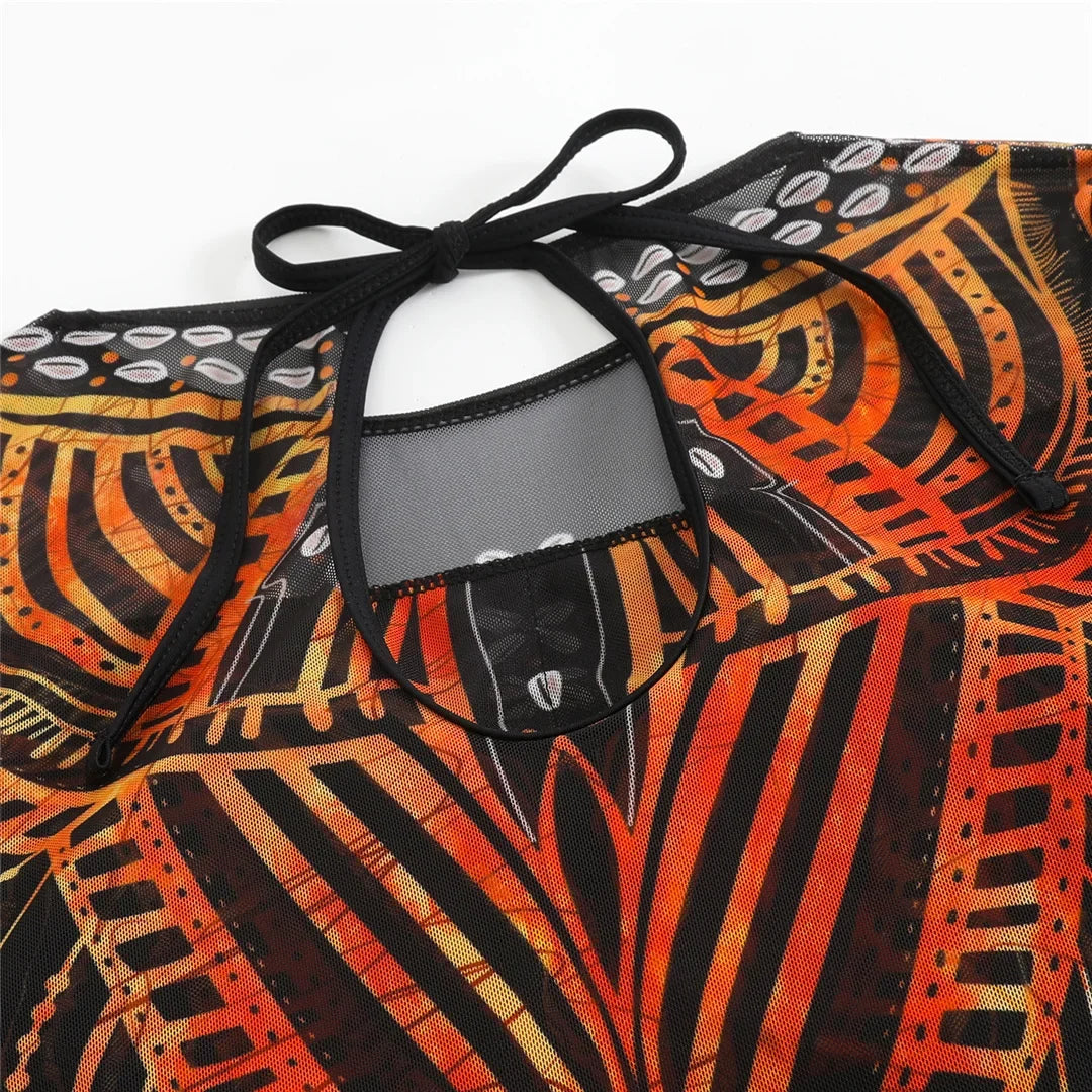 S - XXL 3PCS New Printed Long Sleeve With Pants Sarong Women Swimwear One Piece Swimsuit Female Bather Bathing Suit Swim K7180
