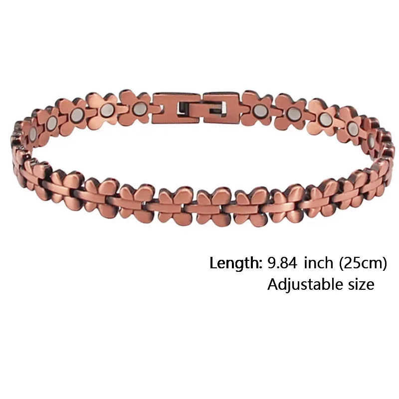 Women Magnetic Therapy Anklets 99.9% Pure Solid Copper 3500 Gauss Magnets Ankle Pain Relief for Arthritis Adjustable Size