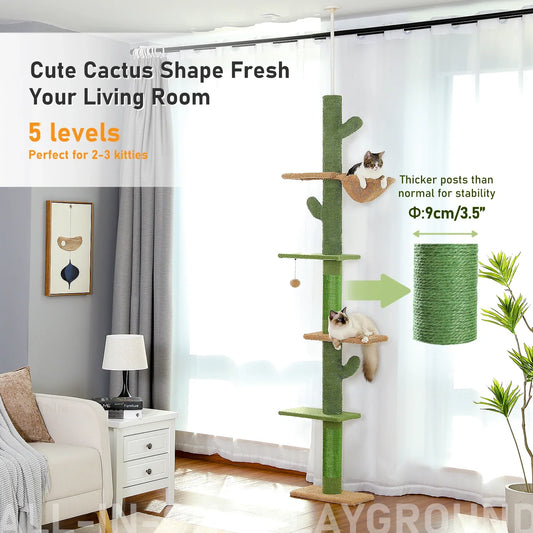 Torre de árbol para gatos de 5 niveles con postes rascadores y hamaca