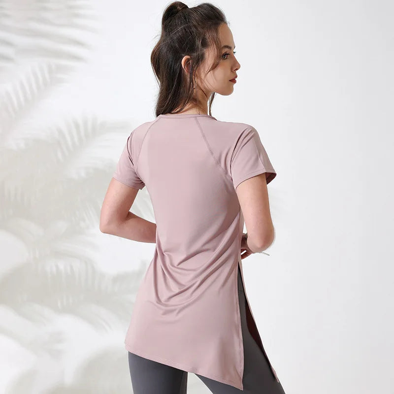 Top de yoga FlexFit para mujer con jaretas laterales
