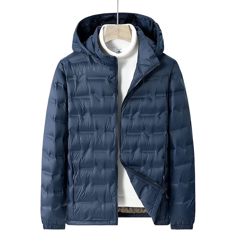 Men Winter New Down Jacket Men Hooded Waterproof Windproof Puffer Jacket Detachable Hat Coat Casual Lightweight Down Jacket Male
