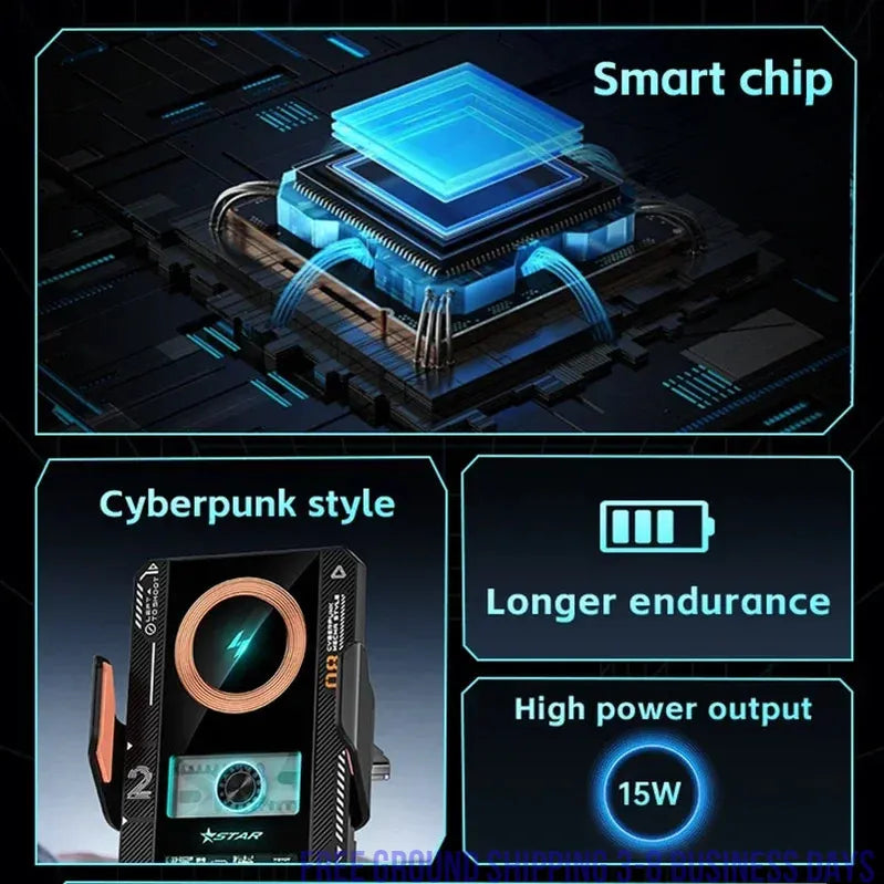 Auto Wireless Car Charger & Phone Holder Infrared Induction Fast Charging Station for iPhone & Samsung Ship from USA