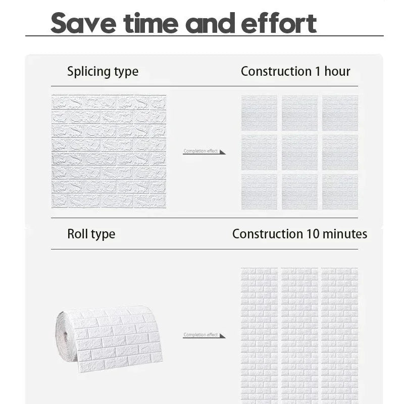 70cmx1/5/10m 3D Wallpaper Decoration Self-Adhesive Antique Foam Brick