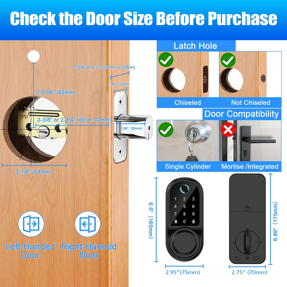 Bluetooth Smart Deadbolt Lock With Fingerprint And Keyless Entry