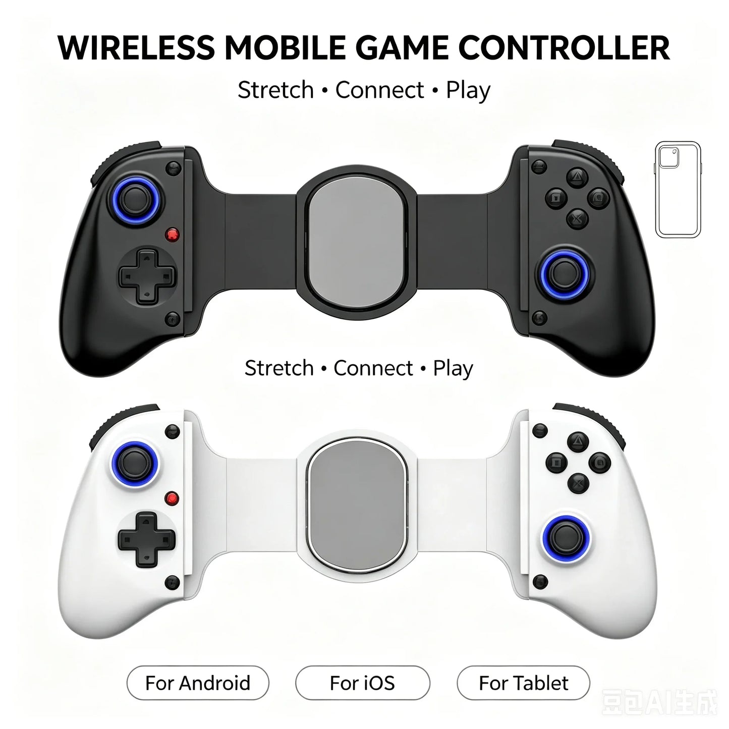 Bluetooth Mobile Game Controller for Switch/iOS/Android/Tablets Wireless Gamepad- Hall Effect D11 Telescopic Joysticks for PC