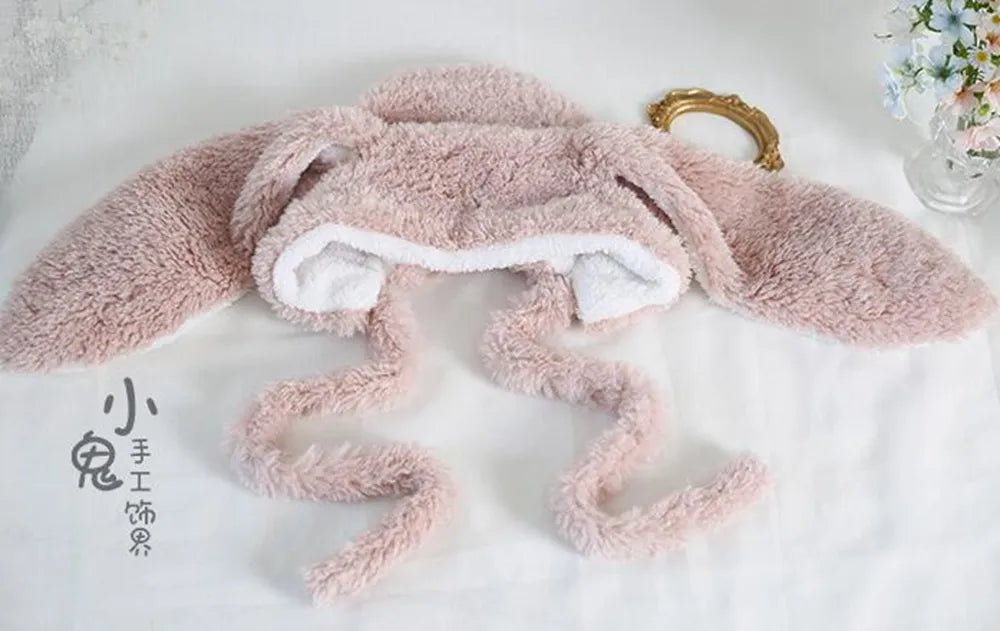 Gorro de invierno con orejas de conejo caídas