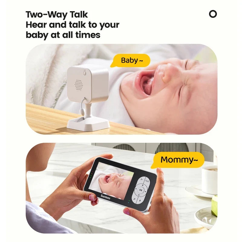 DANMINI New 3.5' RGB Night Light Baby Monitor with Night Vision Temperature Detection Voice Intercom Baby Nanny Security Camera