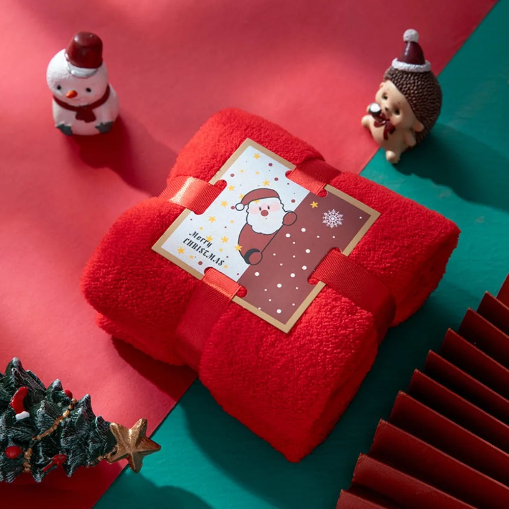 Coral Velvet Christmas Towel Reusable Absorb Water Face Towel Xmas Holiday Decorative Wash Cloth Christmas Gift Party Gift