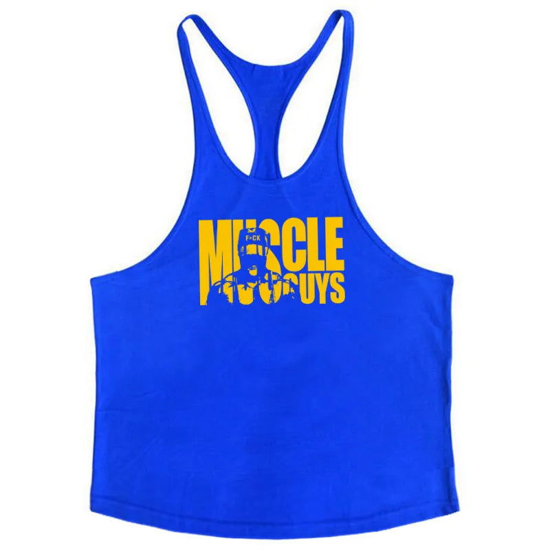 Camiseta Muscleguys sin mangas tipo tirantes finos para fitness