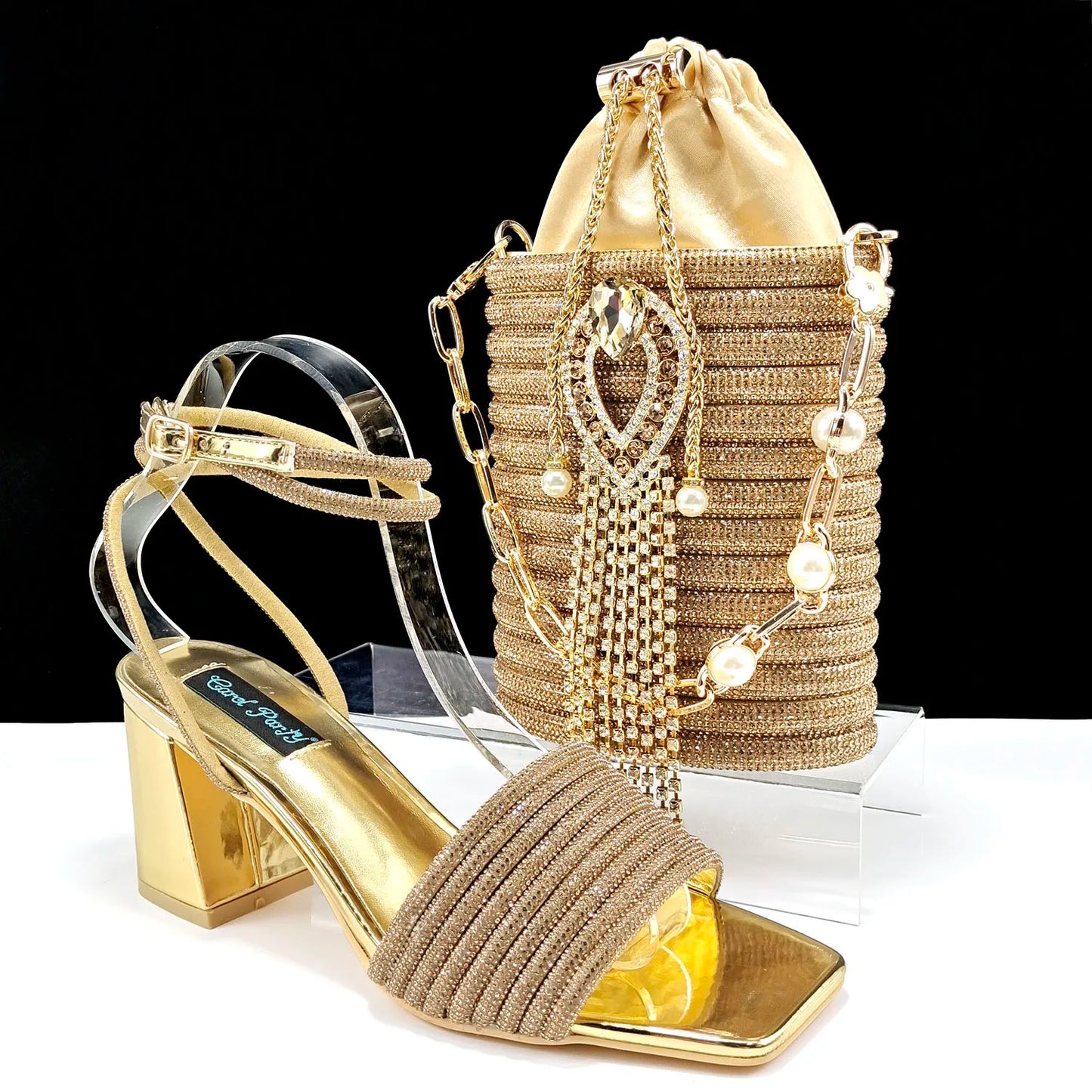 Zapatos de Mujer Último Diseño Italiano con Bolso a juego Conjunto HJJ1-23