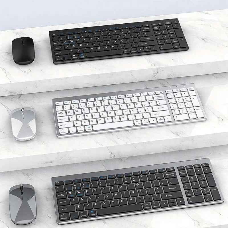 Wireless Keyboard Bluetooth 5.0&3.0&2.4G FN+1/2/3 Dual-Mode 350mAh Ultra Thin Keyboards for Laptop PC TV iPad Macbook Android