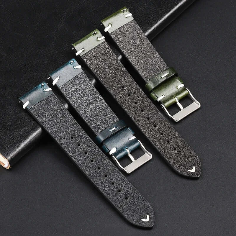 Amazfit Balance, GTR, GTS & Bip Waxed Leather Band, Accent Stitches