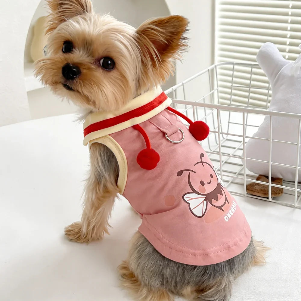 Cute Bee Clothes For Dog Summer Pink Yellow Luxury Pet Harness Vest Apparel For Puppies Small Medium Size Designer Chihuahua Pug