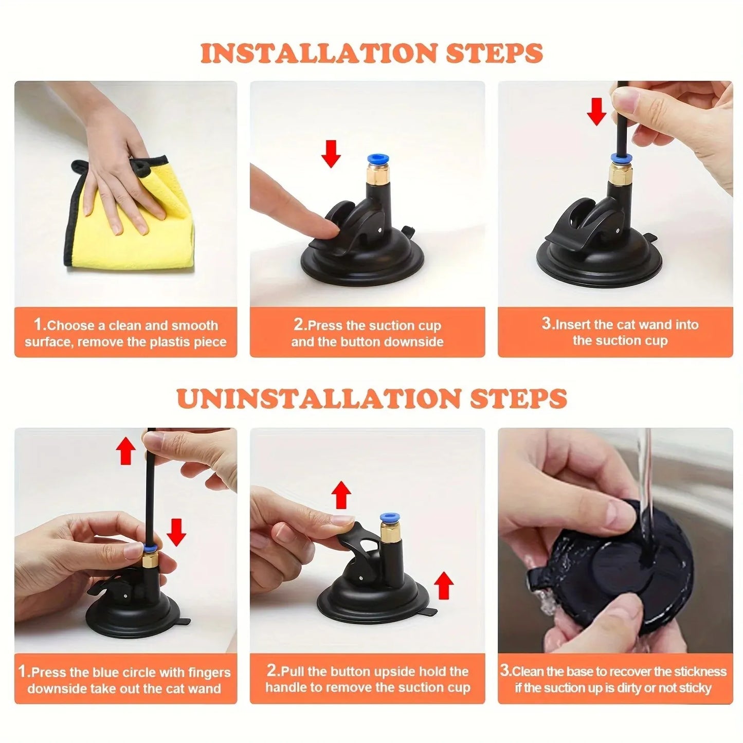 Cat Teaser Toy - Interactive Bell & Feather Wand - Long Suction Cup