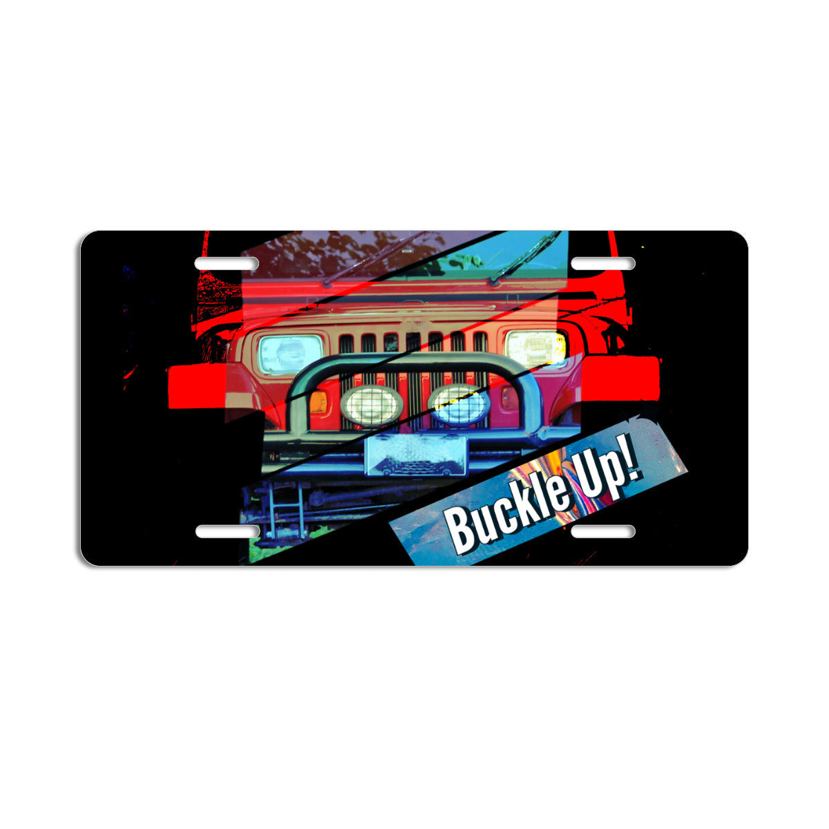 Buckle Up! 4-wheel Drive Aluminum License Plate Auto Accessory