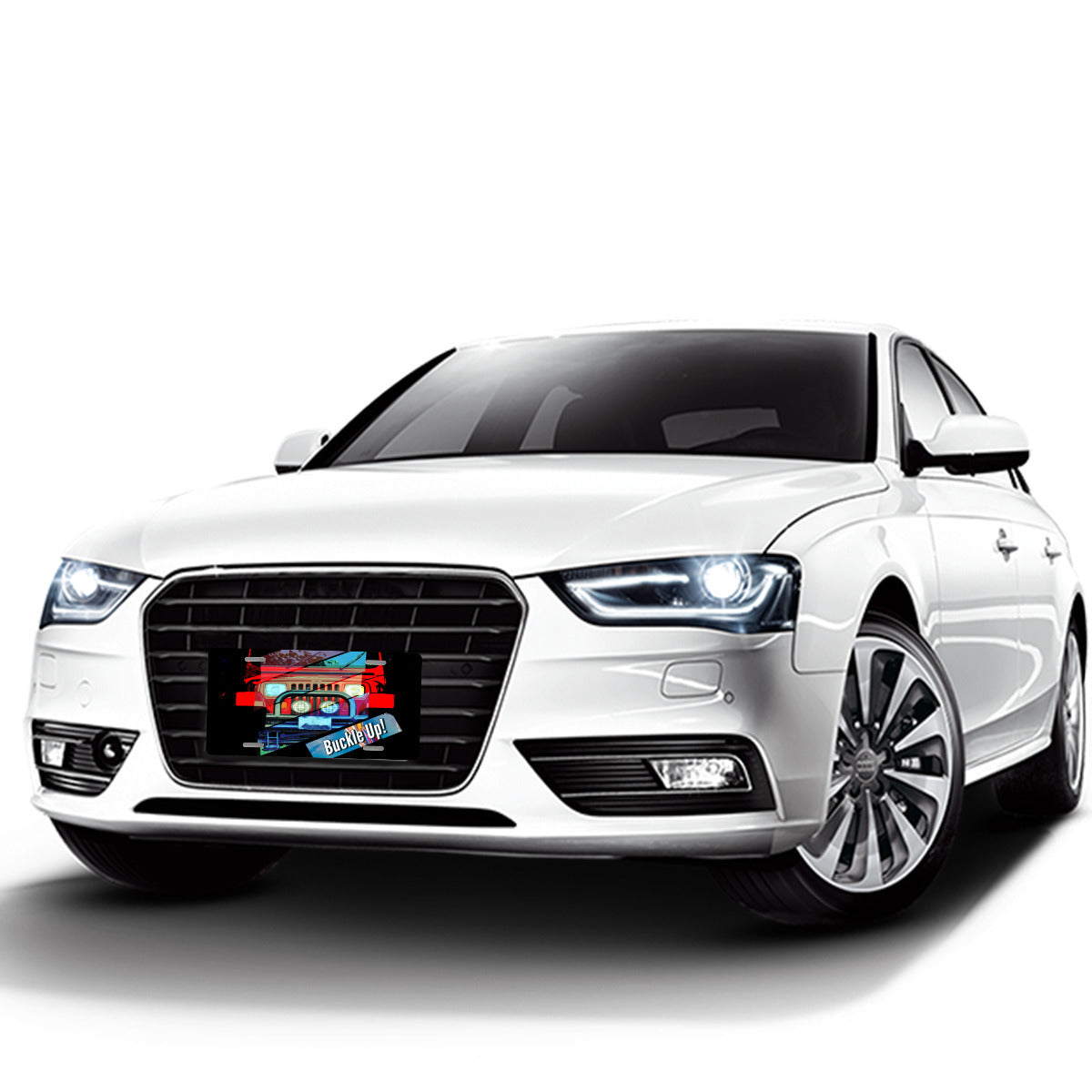 Buckle Up! 4-wheel Drive Aluminum License Plate Auto Accessory