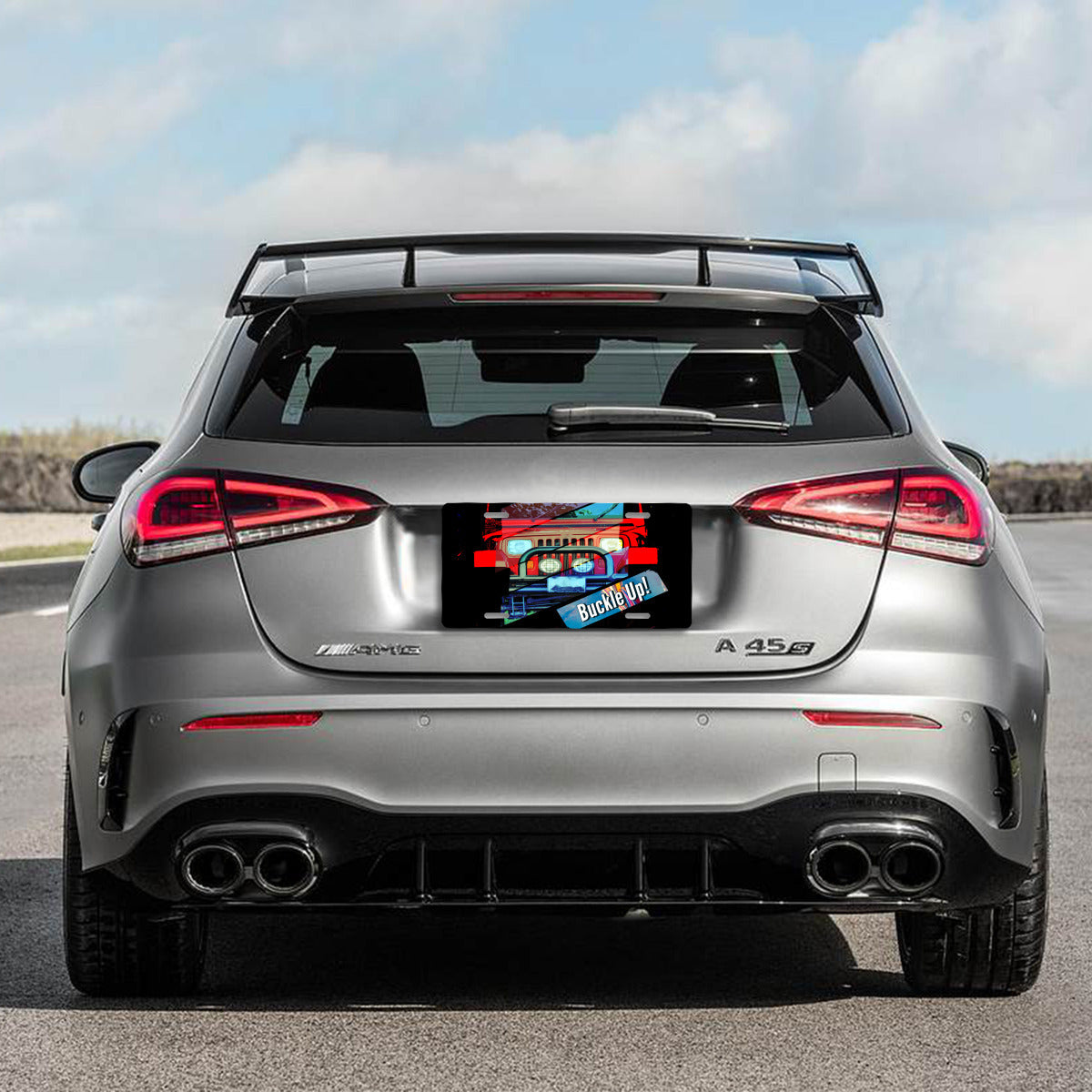 Buckle Up! 4-wheel Drive Aluminum License Plate Auto Accessory