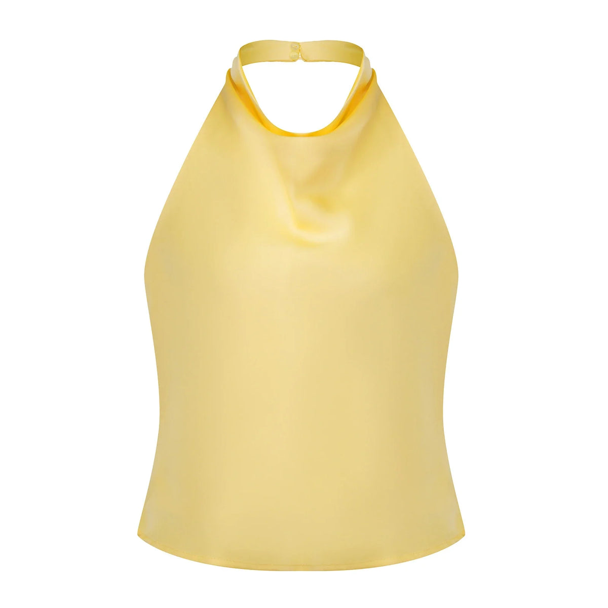 Women Summer Halter Neck Vest Sleeveless Open Back Solid Color Satin Tank Tops