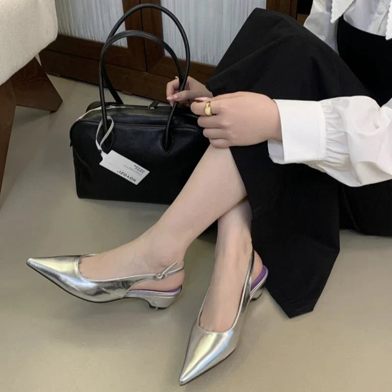 Women's  pointed toe slingback slip-on flats sandals soft comfortable casual female summer daily footwear shoes