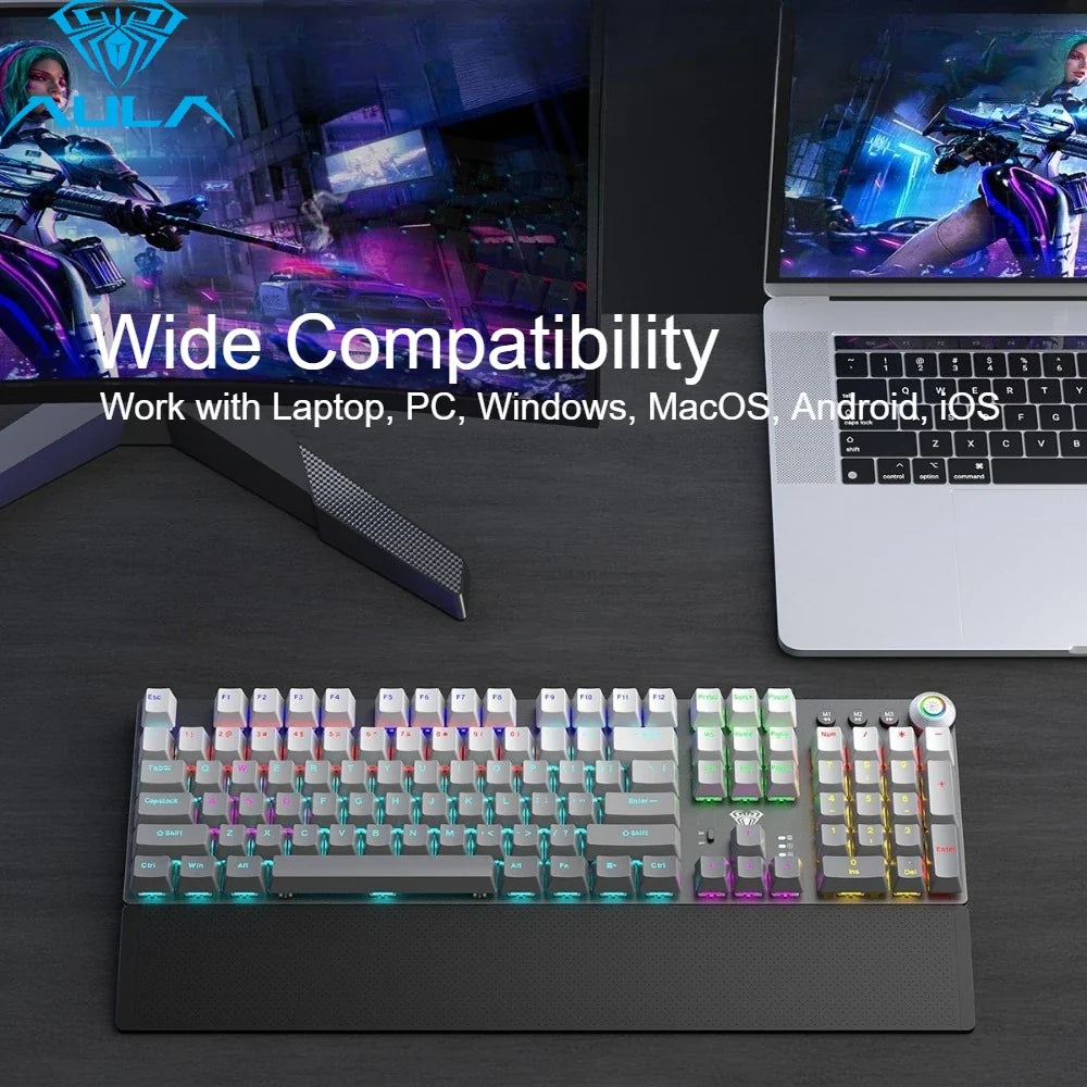 AULA F2088Air Tri-mode Mechanical Keyboard and Mouse Combo Wireless Bluetooth 2.4G Wired RGB Backlit Hot-Swappable Gaming Keyboa