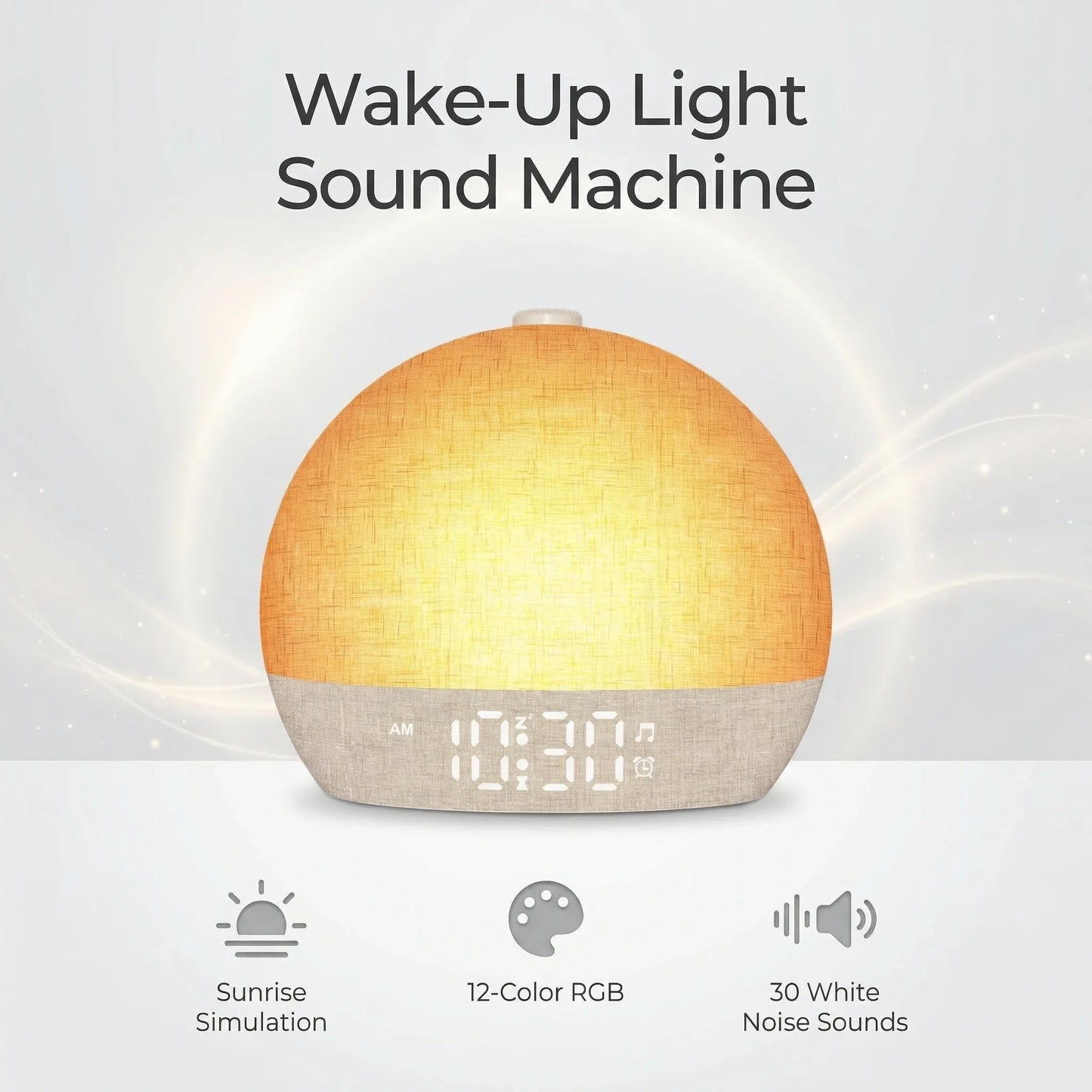 Sunrise Alarm Clock,White Noise Sound Machine Wake Up Light,30 Soothing Sounds,Dimmable Night Light for Heavy Sleeper Ideal Gift