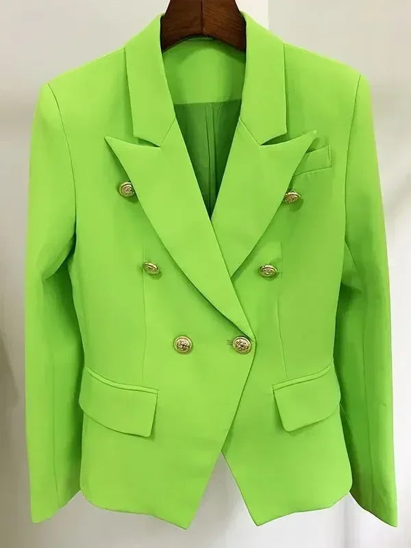 CHAQUETA DE ALTA CALIDAD Nuevo Modelo 2024 Chaqueta de diseñador para mujer Clásica cruzada con botones de león de metal Blazer Tallas S-5XL